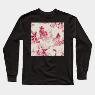 Asian toile red Long Sleeve T-Shirt